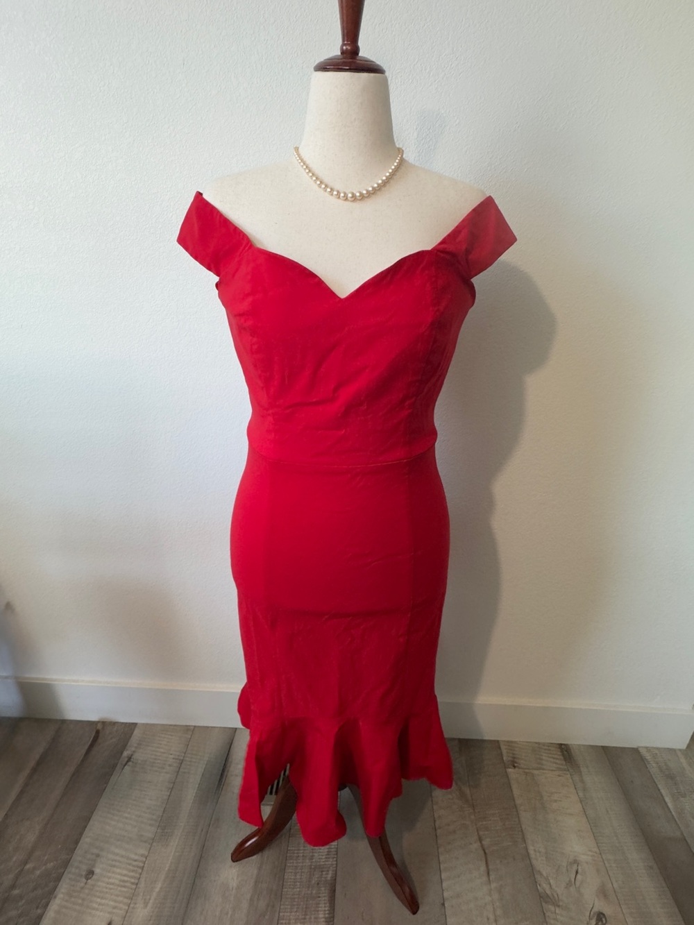 Collectif Red Off-the-Shoulder Midi Dress